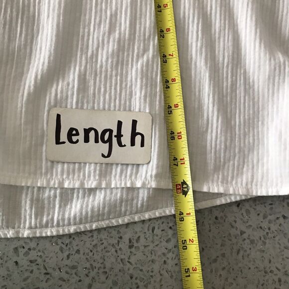 J Crew White Striped Longline Collared 100% Cotton Tunic Top Shirt Neutral L - Picture 9 of 10